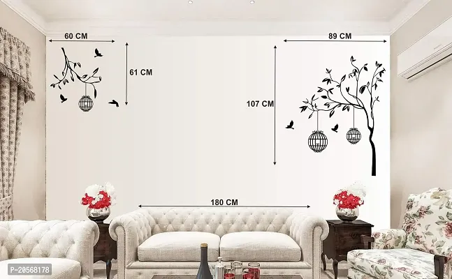 Ghar Kraft Set of 2 Wall Sticker Free Bird Cage Brown and Sb Panda Wall Sticker-thumb4