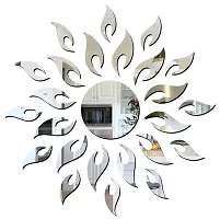 Ghar kraft Acrylic Golden  Silver Sun with Flames 3D Wall Sticker Mirror Bedroom Decoration Wall Decals for Home, Living Room, Bedroom Decoration-thumb2