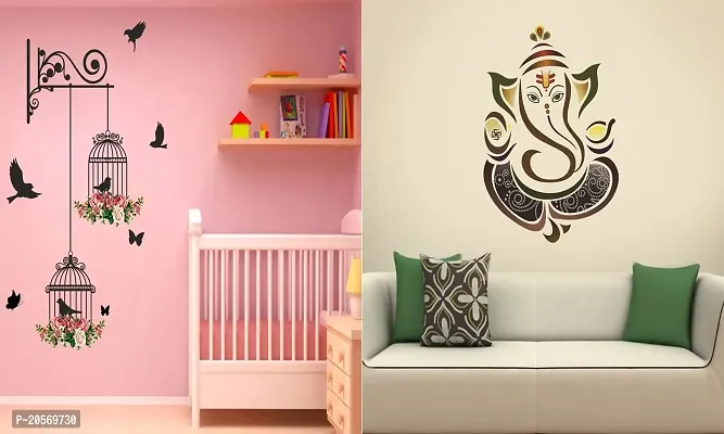 Ghar Kraft Set of 2 Wall Sticker Branches and Cages and Royal Ganesh Wall Sticker