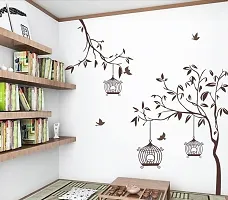 Ghar Kraft Set of 4 Wall Sticker Tribal Lady (180 x 60 cms) | Free Bird Cage Brown (150 x 115 cms) | Dream Girl (60 x 90 Cm) | Love Birds with Hearts (125 x 85 cms) -Material Vinyl-thumb1