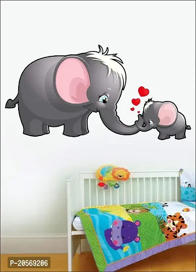 Ghar Kraft Combo Set of 2 Wall Stickers |Mom and Kid Elephant|Monkey Hanging On Tree-thumb2