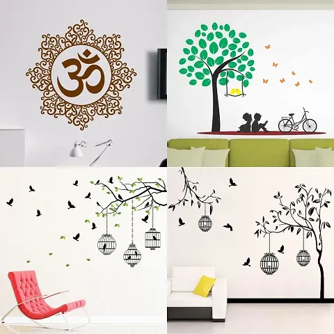 Ghar Kraft Set of 4 Combo Wall Stickers|Designer Om