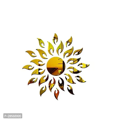 Ghar kraft Acrylic Golden  Silver Sun with Flames 3D Wall Sticker Mirror Bedroom Decoration Wall Decals for Home, Living Room, Bedroom Decoration-thumb4