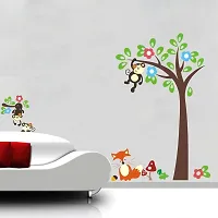 Ghar Kraft Combo Set of 2 Wall Stickers | Different Tree with Flower|Monkey Tree-thumb2