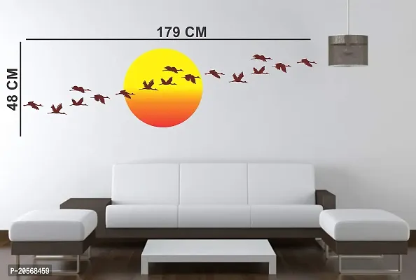 Ghar KraftSet of 2 Wall Sticker Dream Girl and Sunrise with Flying Birds Wall Sticker-thumb3