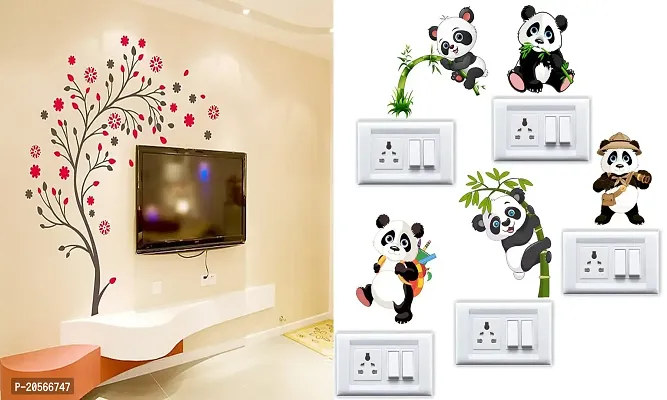 Ghar Kraft Set of 2 Wall Sticker Magical Tree and Sb Panda Wall Sticker