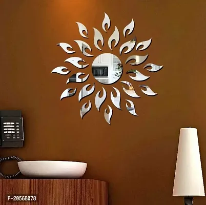 Ghar Kraft Sun Silver 3D Mirror Acrylic Wall Sticker | Wall Decals for Home, Living Room, Bedroom Decoration-thumb2
