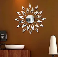 Ghar kraft Acrylic Golden  Silver Sun with Flames 3D Wall Sticker Mirror Bedroom Decoration Wall Decals for Home, Living Room, Bedroom Decoration-thumb4