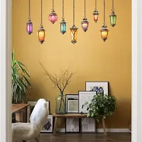 Ghar Kraft Set of 4 Combo Wall Stickers|Branches and Cages|Hanging Lamp|Pink Tree Bird  Nest|Royal Peacock|-thumb2