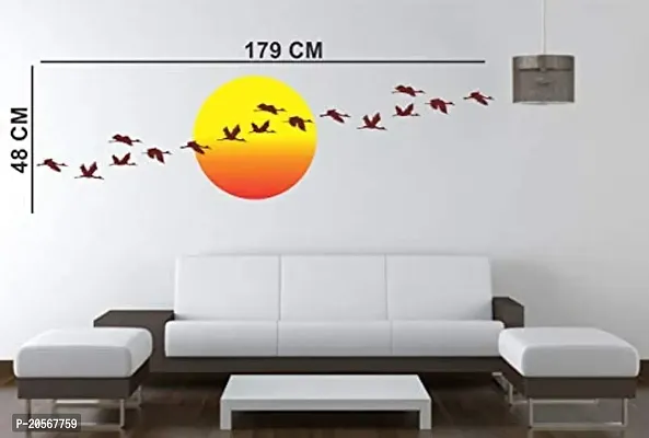 Ghar Kraft Set of 2 Wall Sticker Guitar and Sunrise with Flying Birds Wall Sticker-thumb5