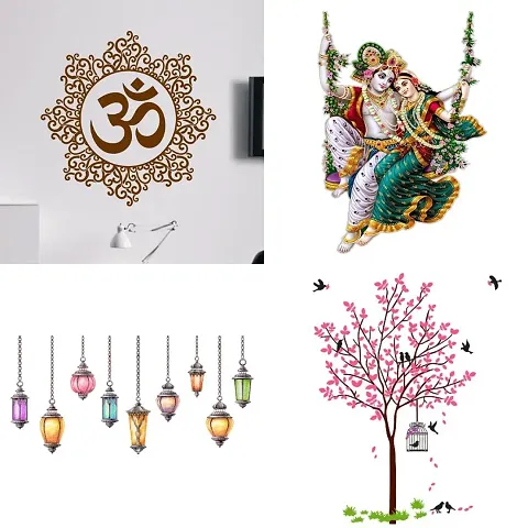 Ghar Kraft Set of 4 Combo Wall Stickers|Designer Om