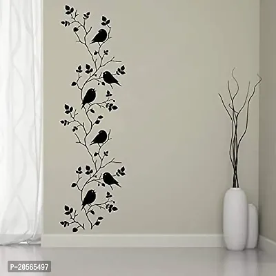 Ghar Kraft Bird Vinyl Self Adhesive Vine Wall Sticker for Living Room/Bedroom (PVC Vinyl, 120 cms x 35 cms, Black)