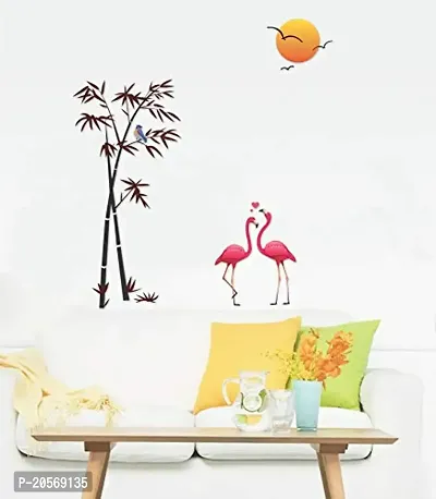 Ghar Kraft PVC Vinyl Fantasy Wall Sticker (Sunset Swan, Tribal Lady, Magical Tree Sunrise with Flying Birds) - Set of 4-thumb2