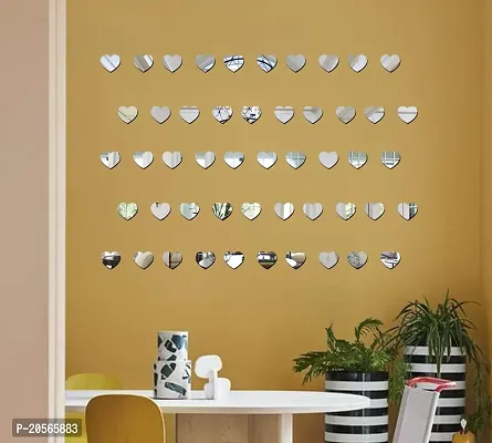 Ghar Kraft?Small Heart Silver Acrylic Wall Sticker|Wall Sticker Decor|3D Wall Stickers for Home Decoration|Wall Sticker 3D for Hall|