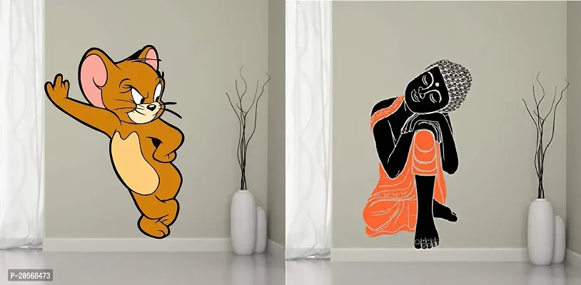 Ghar Kraft Sleeping Buddha  Jerry Wall Sticker for Kids Room, Living Room, Bedroom, Home, Office-thumb0