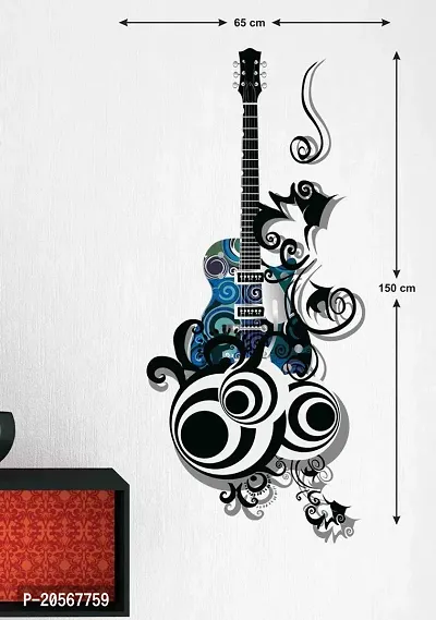 Ghar Kraft Set of 2 Wall Sticker Guitar and Sunrise with Flying Birds Wall Sticker-thumb3