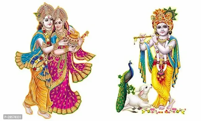 Ghar Kraft Combo Set of 2 Wall Stickers Radha Keshav|Murlidhar