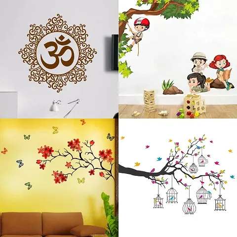 Ghar Kraft Set of 4 Combo Wall Stickers|Designer Om