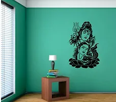 Ghar kraft Vinyl Self Adhesive Sleeping Buddha, Royal Ganesh, Shiv Parwati, Sunrise with Birds Wall Stickers -Pack of 4-thumb2