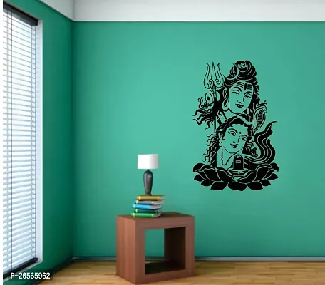 Ghar kraft Vinyl Self Adhesive Sleeping Buddha, Royal Ganesh, Shiv Parwati, Sunrise with Birds Wall Stickers -Pack of 4-thumb3