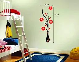 Ghar Kraft Set of 2 Wall Sticker Flower Vase Red and Nature Peacock Wall Sticker-thumb3