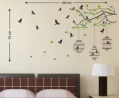 Ghar Kraft Set of 2 PVC Wall Sticker (Flying Bird with Cage and Magical Tree)-thumb3