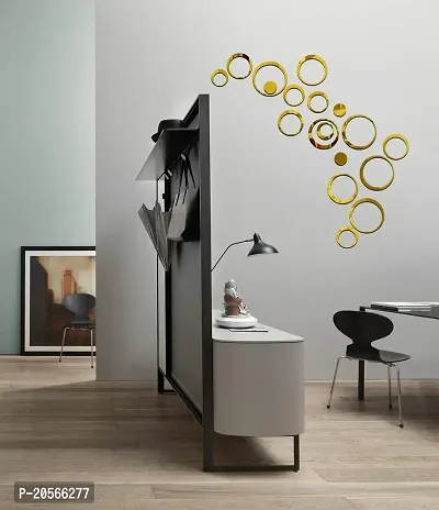 Ghar Kraft?Ring with Shine Golden Acrylic Wall Sticker|Wall Sticker Decor|3D Wall Stickers for Home Decoration|Wall Sticker 3D for Hall|