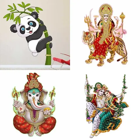 Ghar Kraft Set of 4 Combo Wall Stickers|Baby Panda|