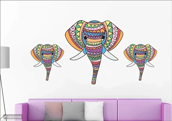 Ghar Kraft Colorful Elephant Wall Sticker-thumb0