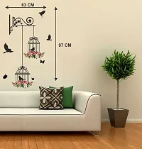 Ghar Kraft Branches and Cages and Flying Bird with Cage Wall Sticker+1 Baby Panda Sticker Wall Decals for Home, Living Room, Bedroom Decoration-thumb4