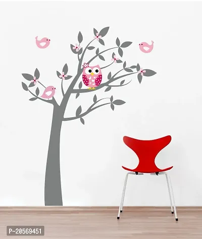 Ghar Kraft Combo Set of 2 Wall Stickers |Owl Tree|Sunrise with Flying Bird-thumb2