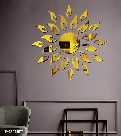 Ghar Kraft Sun Golden 3D Mirror Acrylic Wall Sticker | Wall Decals for Home, Living Room, Bedroom Decoration-thumb2