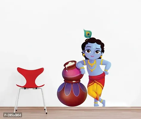 Ghar Kraft Royal Peacock, Mickey Mouse, Cute Bal Krishna Makhan Chor, Royal Ganesh Self Adhesive Wall Stickers for Home Decor Diwali Decoration Pack of 4-thumb2