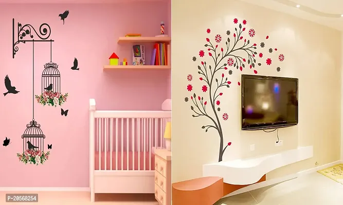 Ghar Kraft Set of 2 Wall Sticker Branches and Cages and Magical Tree Wall Sticker