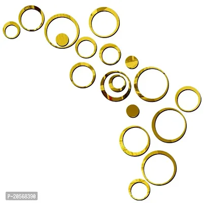 Ghar Kraft Ring Golden 18 3D Mirror Acrylic Wall Sticker | Wall Decals for Home, Living Room, Bedroom Decoration