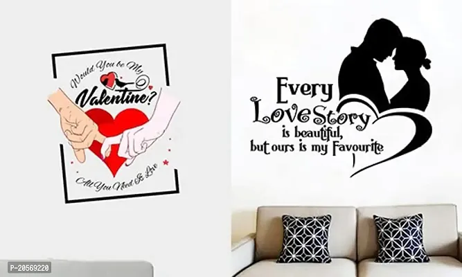 Ghar Kraft Combo Set of 2 Wall Stickers Love Story|Valentine All You Need