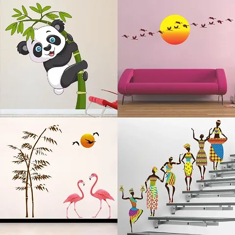 Ghar Kraft Set of 4 Combo Wall Stickers|Baby Panda|