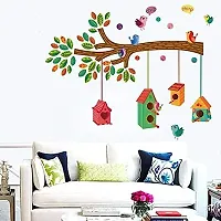 Ghar Kraft Set of 4 Wall Sticker Love Birds with Hearts | Flying Bird with Cage | Flower Vase Red | Flower Vase Red | Flower Vase Red | Bird House On A Branch(PVC Vinyl)-thumb4