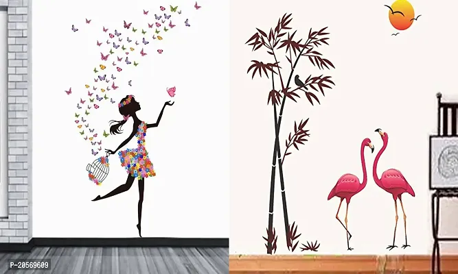 Ghar Kraft Set of 2 Wall Sticker Dream Girl and Sunset Swan Wall Sticker-thumb0