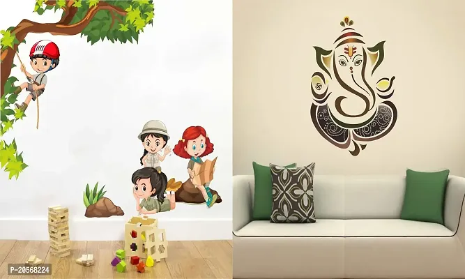 Ghar Kraft Set of 2 Wall Sticker Kids Activity and Royal Ganesh Wall Sticker