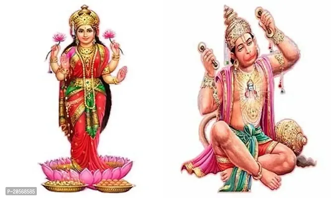 Ghar Kraft Combo Set of 2 Wall Stickers Lakshmi MATA|Ram Bhakt Hanuman