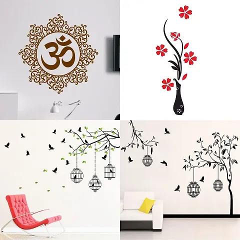 Ghar Kraft Set of 4 Combo Wall Stickers|Designer Om