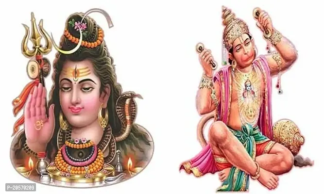 Ghar Kraft Combo Set of 2 Wall Stickers Shiv Ji|Ram Bhakt Hanuman