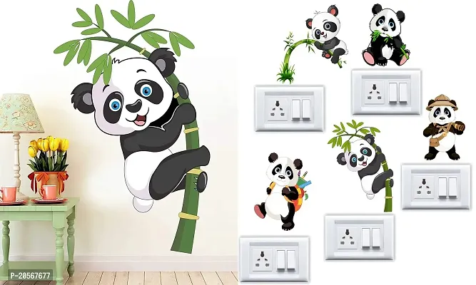 Ghar Kraft PVC Vinyl Baby and Sb Panda Wall Sticker -Set of 2