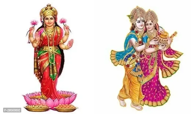 Ghar Kraft Combo Set of 2 Wall Stickers Lakshmi MATA|Radha Keshav