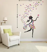 Ghar Kraft Set of 2 PVC Wall Sticker (Dream Girl and Flying Bird with Cage)-thumb3