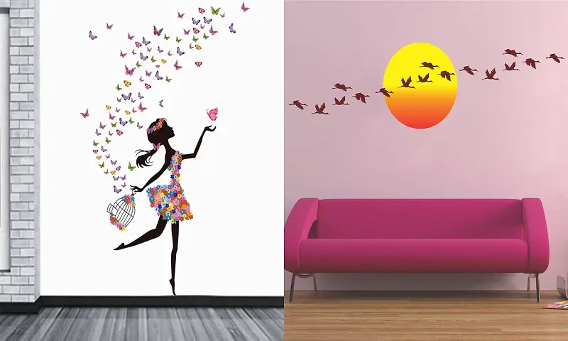 Ghar KraftSet of 2 Wall Sticker Dream Girl and Decorative Wall Sticker for Home Office