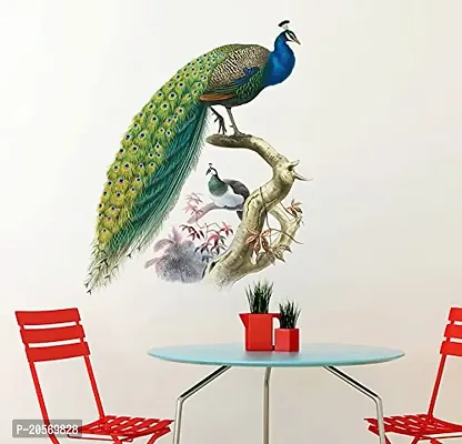 Ghar Kraft Set of 2 Wall Sticker Nature Peacock and Sb Flower Wall Sticker-thumb2