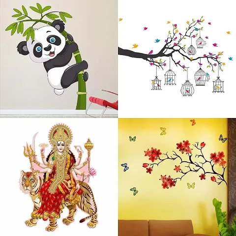 Ghar Kraft Set of 4 Combo Wall Stickers|Baby Panda|