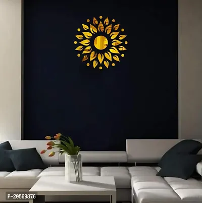 Ghar Kraft Golden Sunshine Acrylic  Sun with Flames Wall Sticker|Wallpaper Decor|3D Wall Stickers for Home, Living Room Decoration-thumb4